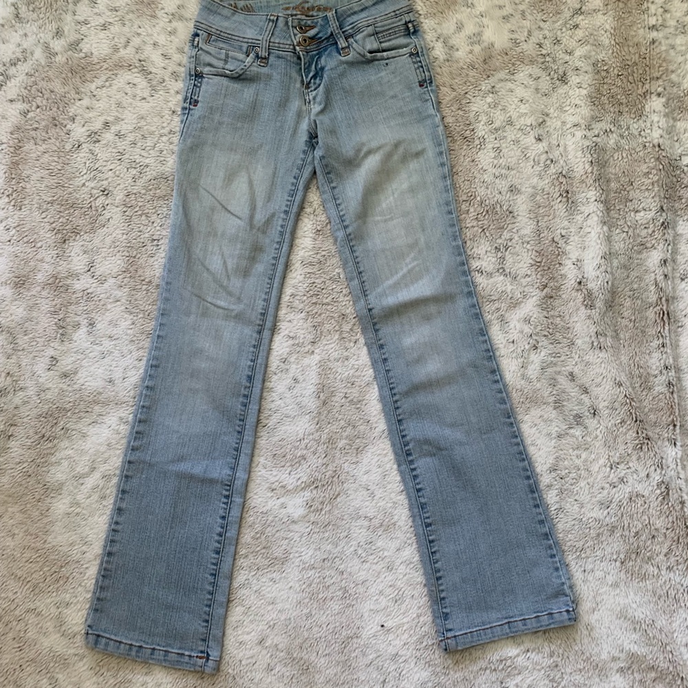 Bootcut jeans!! Super low waist